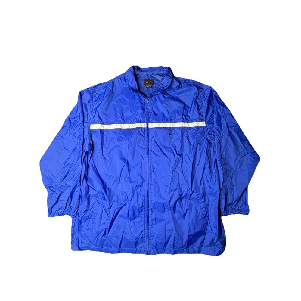 VTG Nike Embroidered Swoosh Blue Full Zip Light Weight Windbreaker Jacket  XXL